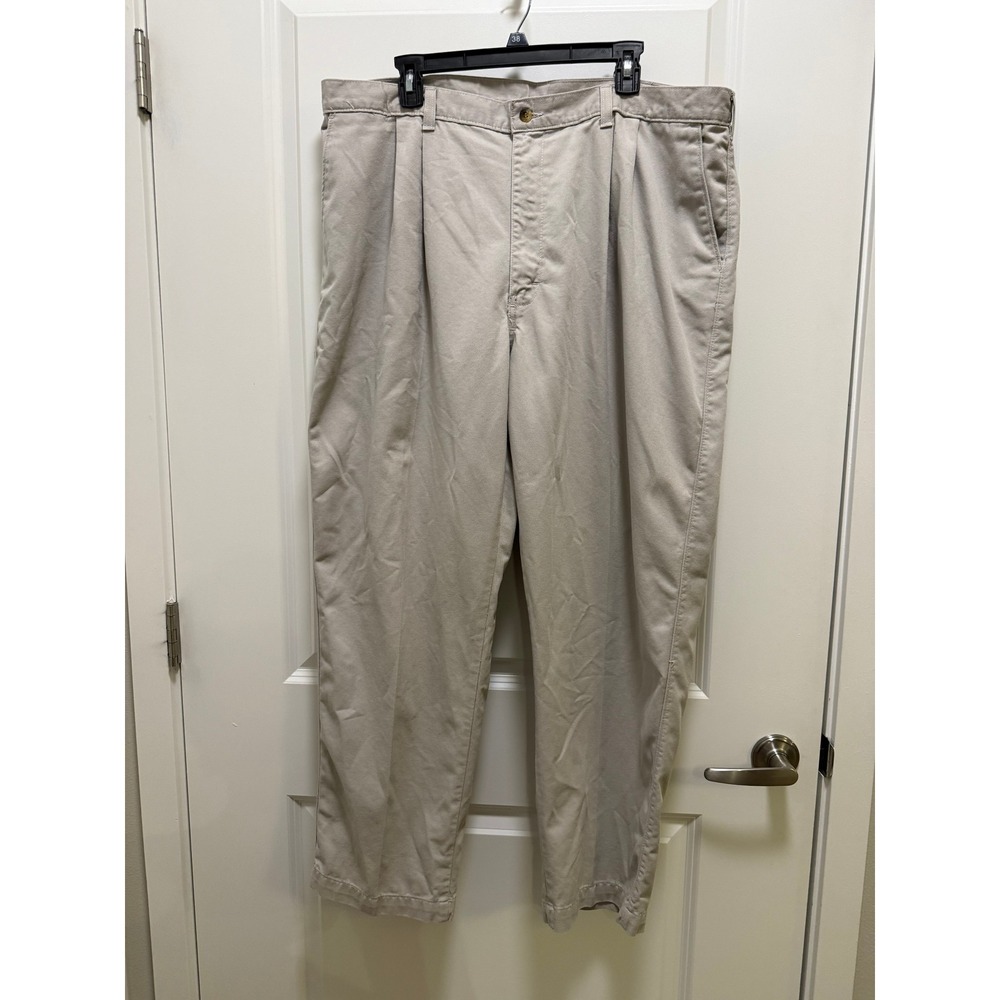 Timber Creek by Wrangler Mens 40x30 Pleated Front Chino Pants Beige Cotton Twill